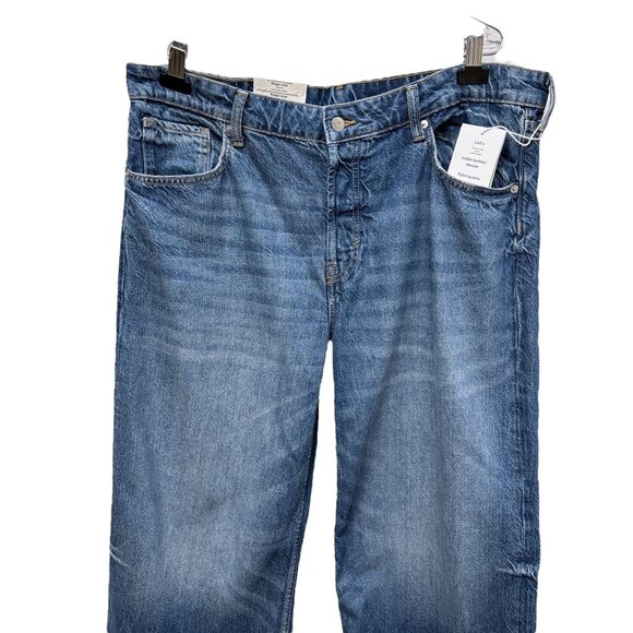 H&M & Denim Jeans Baggie Wide Leg 18 Blue Low Rise Ankle Button Fly NWT - Picture 3 of 11